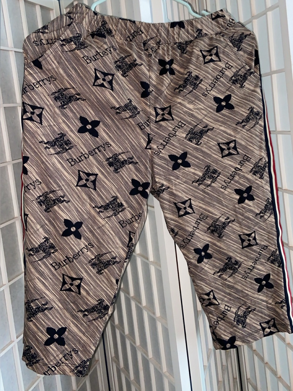 Burberry Logo Print Lounge Pants - Beige & Black